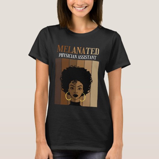 Womens Melanated Physician Assistant Black Afro Pr Tシャツ (正面)
