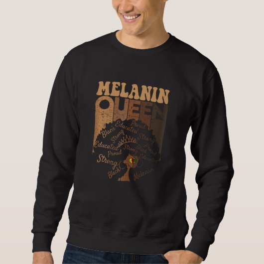 Womens Melanin Queen African American Black Strong スウェットシャツ (正面)