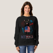 Womens  Merica Black Cat Wine Glass Firework USA F スウェットシャツ (正面フル)