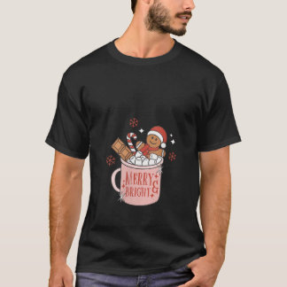 Womens Merry and Bright Gingerbread Hat Santa Hot  Tシャツ