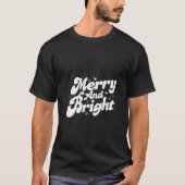 Womens merry and bright withe the cute hearts V Ne Tシャツ (正面)