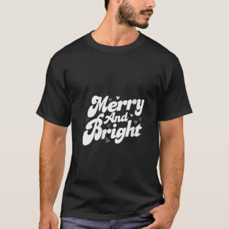 Womens merry and bright withe the cute hearts V Ne Tシャツ