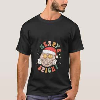 Womens Merry Bright Leopard Pattern Smile Face San Tシャツ