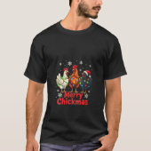 Womens Merry Chickmas Santa Hat Girl Chicken Lover Tシャツ (正面)