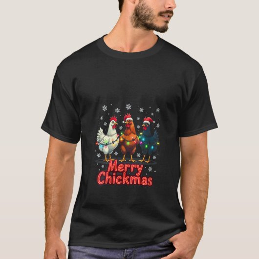 Womens Merry Chickmas Santa Hat Girl Chicken Lover Tシャツ (正面)