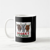 Womens Merry Christmas Scottish Highland Cow Xmas コーヒーマグカップ (左)