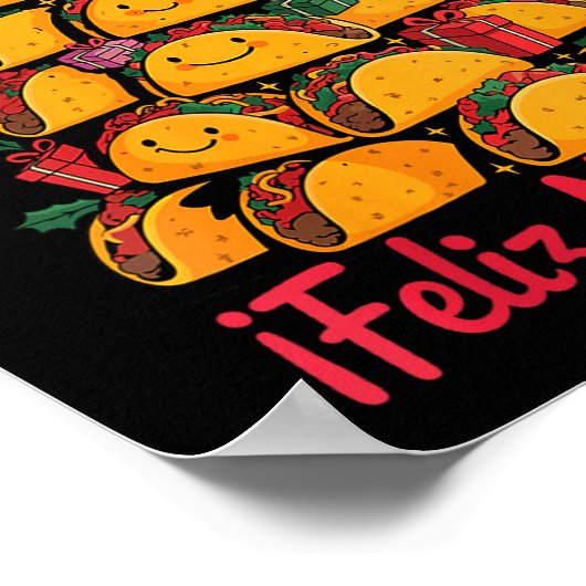 Womens Merry Christmas Tacos Tree Feliz Navidad Me ポスター (角)