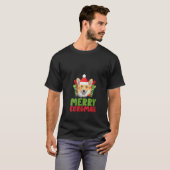 Womens Merry Corgmas Xmas Corgi Dog Greeting Chris Tシャツ (正面フル)
