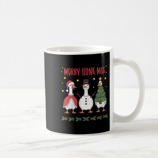 Womens Merry Honk-mas Funny Goose Christmas Humor コーヒーマグカップ (右)