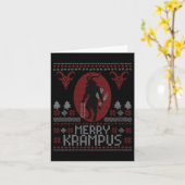 Womens Merry Krampus Horror Creepy Evil Funny Ugly カード (黄色い花)