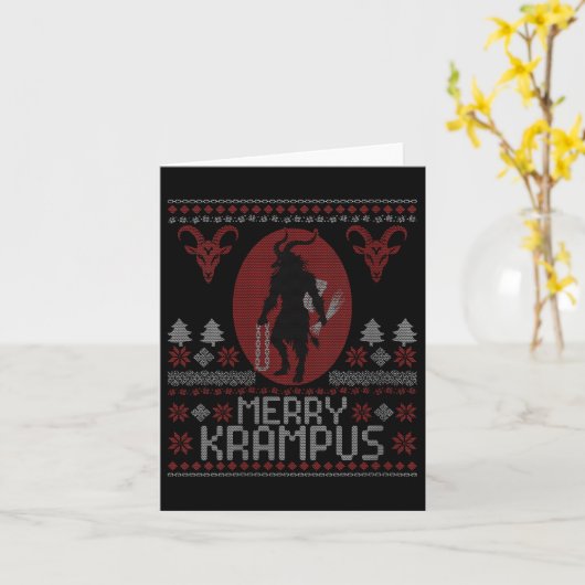 Womens Merry Krampus Horror Creepy Evil Funny Ugly カード (黄色い花)