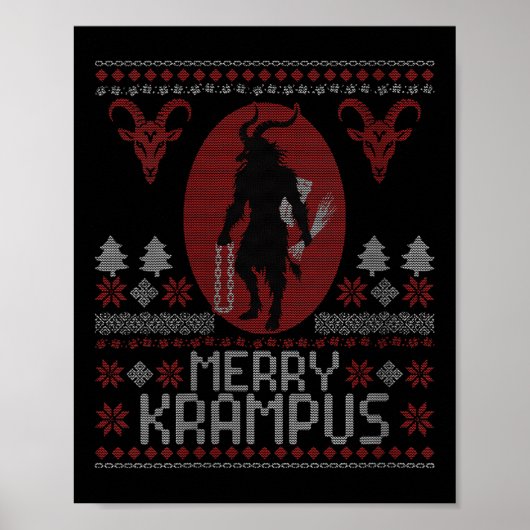Womens Merry Krampus Horror Creepy Evil Funny Ugly ポスター (正面)