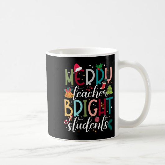 Womens Merry Teacher Bright Students Christmas Hol コーヒーマグカップ (右)