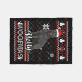 Womens Merry Woofmas Black German Shepherd Dog San フリースブランケット (正面(横))