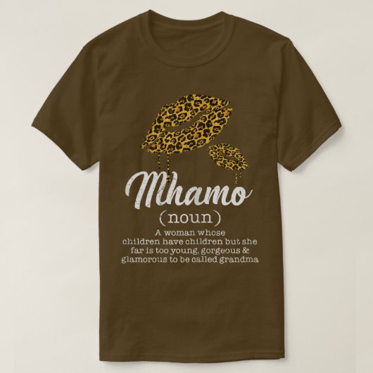 Womens Mhamo Leopard Lips Funny Grandma Meaning Mo Tシャツ (デザイン正面)