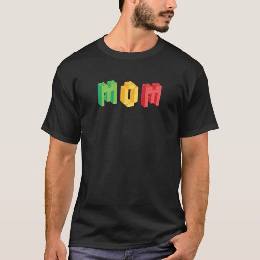 Womens Mom Brick Builderブロックおもしろいマスタービルド Tシャツ (正面)