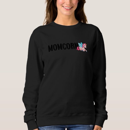 Womens Momcorn Unicorn Mom スウェットシャツ (正面)
