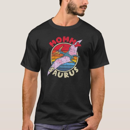 Womens Mommy Saurus I Pterodactylus I Family Match Tシャツ (正面)