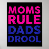 Womens Moms Rule Dads Drool Funny Mother's Day Gra ポスター (正面)