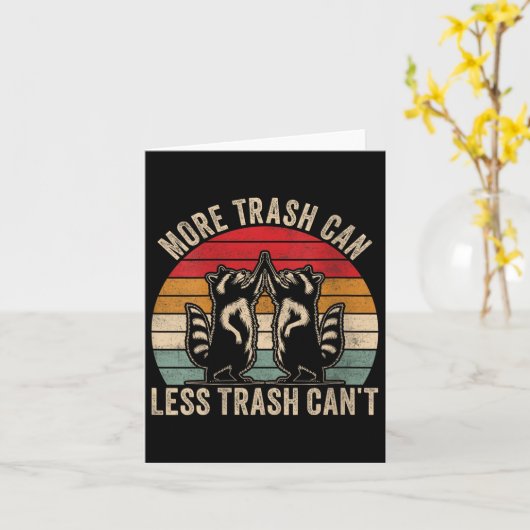 Womens More Trash Can Less Trash Can't, Funny Retr カード (黄色い花)