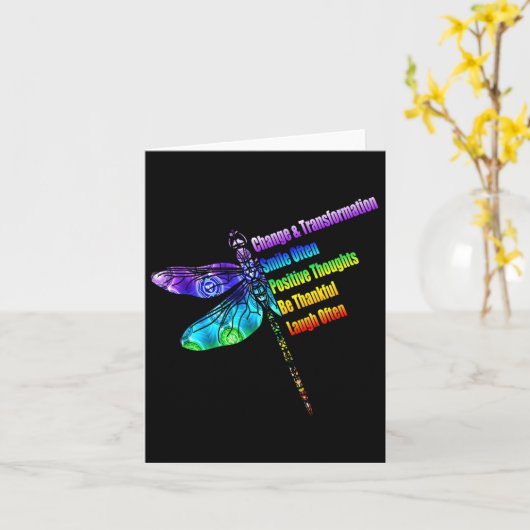 Womens Motivational Insration Gift Dragonfly  カード (黄色い花)