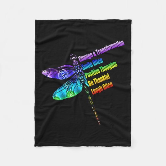 Womens Motivational Insration Gift Dragonfly フリースブランケット (正面)