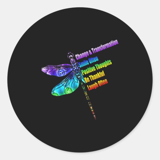 Womens Motivational Insration Gift Dragonfly ラウンドシール (正面)