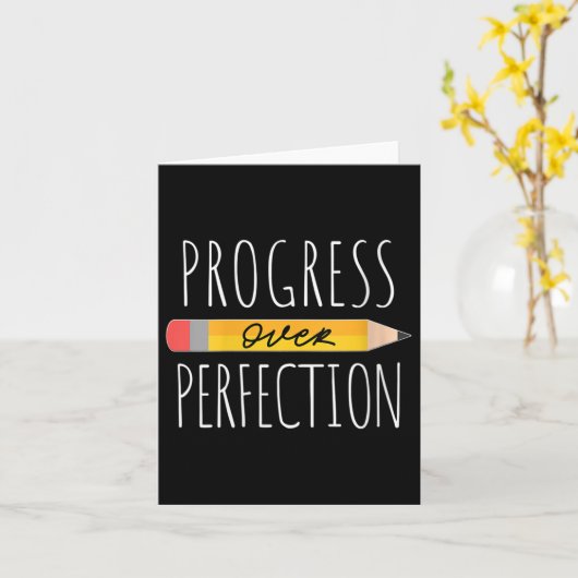 Womens Motivational Progress Over Perfection Back カード (黄色い花)