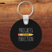 Womens Motivational Progress Over Perfection Back キーホルダー (正面)