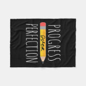 Womens Motivational Progress Over Perfection Back  フリースブランケット (正面(横))