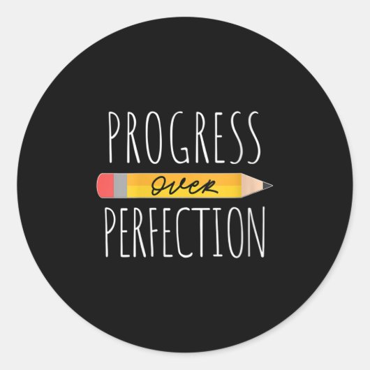Womens Motivational Progress Over Perfection Back  ラウンドシール (正面)