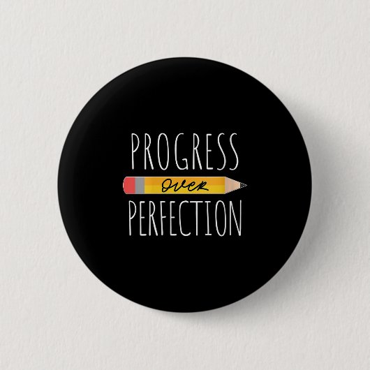 Womens Motivational Progress Over Perfection Back  缶バッジ (正面)
