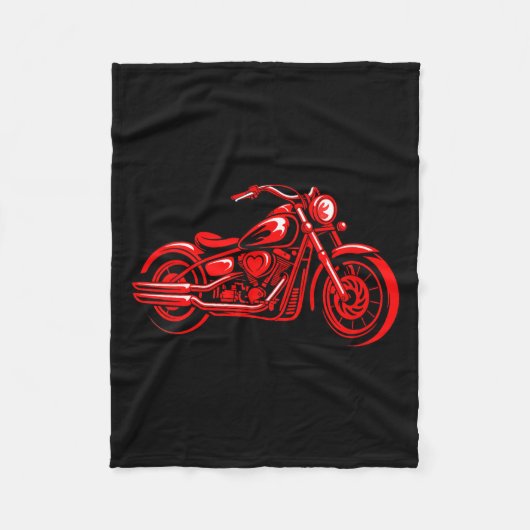 Women's Motorcycle Heart Biker Valentines Day Ride フリースブランケット (正面)