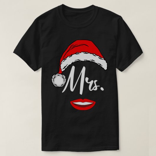 Womens Mrs Santa Claus Outfit Matching Couples Chr Tシャツ (デザイン正面)