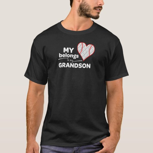 Womens My Heart Belongs To My Grandson Baseball Gr Tシャツ (正面)