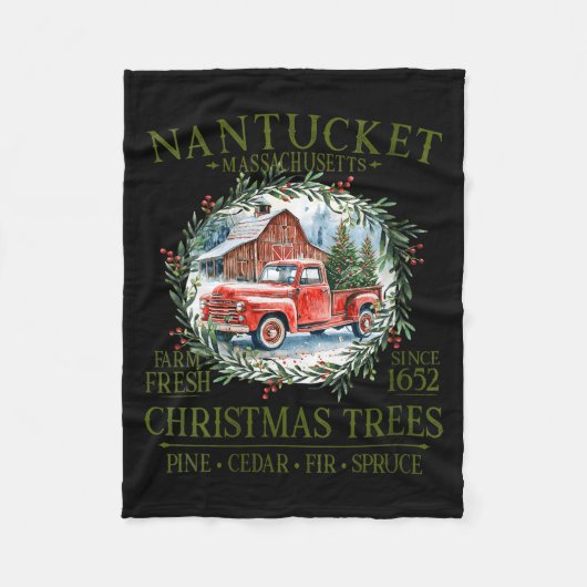 Womens Nantucket Ma Farm Fresh Christmas Trees Gre フリースブランケット (正面)