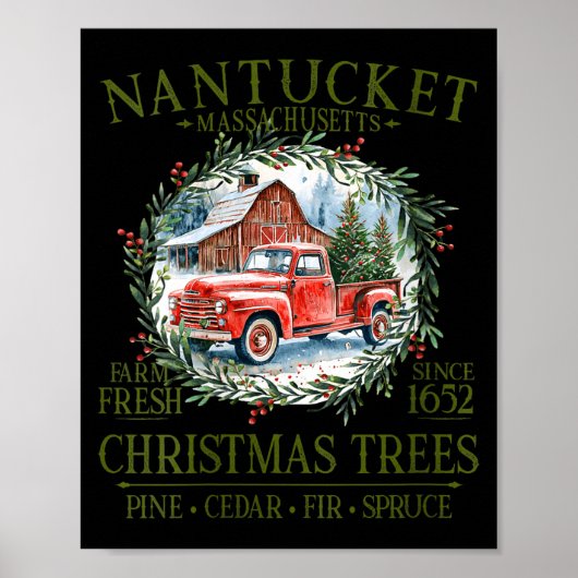 Womens Nantucket Ma Farm Fresh Christmas Trees Gre ポスター (正面)