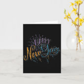 Womens New Years Eve Celebration Confetti Firework カード (黄色い花)
