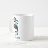 Womens Nn Daycare Teacher Life Messy Bun Mom Woman コーヒーマグカップ (正面左)