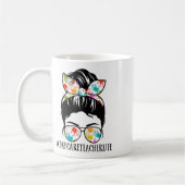 Womens Nn Daycare Teacher Life Messy Bun Mom Woman コーヒーマグカップ (左)