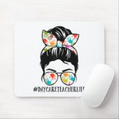 Womens Nn Daycare Teacher Life Messy Bun Mom Woman マウスパッド (マウス)