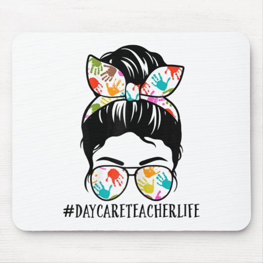 Womens Nn Daycare Teacher Life Messy Bun Mom Woman マウスパッド (正面)