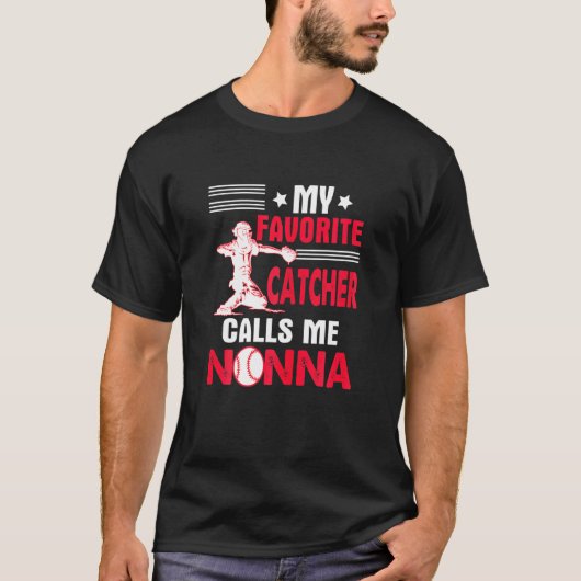 Womens Nonna Catcher Baseball Softball Grandma Dis Tシャツ (正面)
