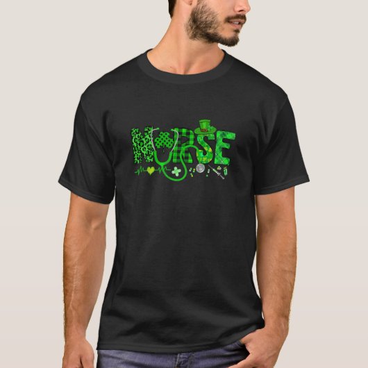 Womens Nurse Life St Patrick's Day Lucky Nurse Sha Tシャツ (正面)