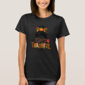 Womens One Thankful Gigi  Messy Bun Fall Autumn Th Tシャツ (正面)