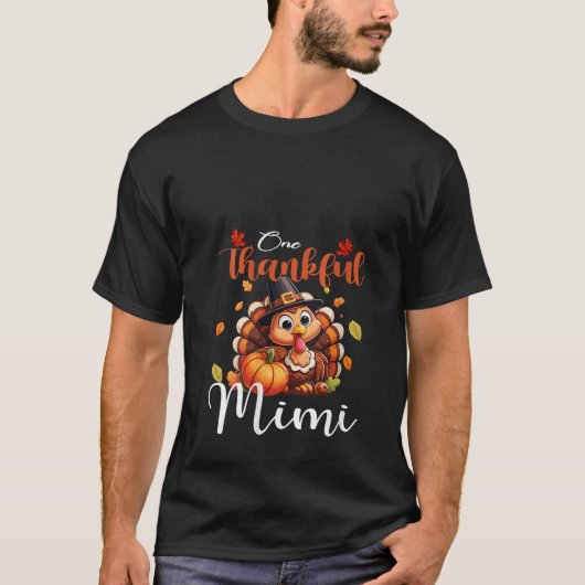 Womens One Thankful Mimi Pumpkin Fall Autumn Thank Tシャツ (正面)