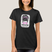 Womens Operating Room Nurse Leopard Messy Bun OR N Tシャツ (正面)