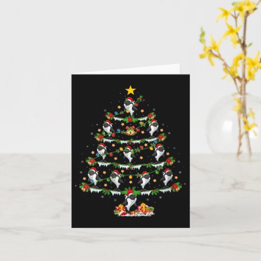Womens Orca Christmas Tree Lights Funny Sea Animal カード (黄色い花)