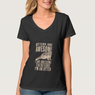 Womens Otter Are Awesome V Neck Tシャツ