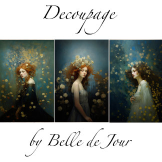 Women's paintings with gold accents decoupage  ラッピングペーパーシート